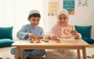 A young student focusing on online Quran lessons at Alnoor Academy